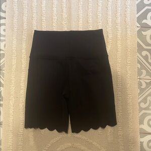 Aerie Black Bike Shorts with Scalloped Hem
